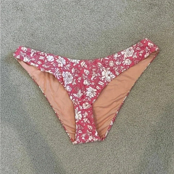 New with tags j crew pink with white florals Curved-waist cheeky bikini bottom - Picture 1 of 6